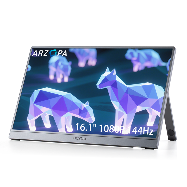 Arzopa Z1FC Silver Gray 16.1 Inch 1080P New Arrival Dual External Display PC 144hz Portable Gaming Monitor for Computer