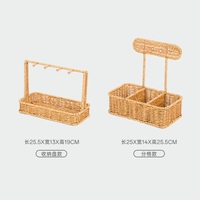 Panier de rangement suspendu écologique en rotin PE et métal, avec poignées et crochets, pour servir le pain, avec compartiments