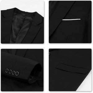 Completo da <span class=keywords><strong>Uomo</strong></span> 2 Pezzi Slim Fit per Matrimonio, Cena o Business: Giacca e Pantaloni con Chiusura Monopetto e Bottone Frontale in Tessuto Pettinato - Product Image 5