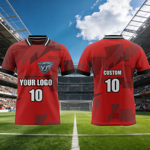 Prix direct usine, maillot de football rouge et <span class=keywords><strong>noir</strong></span>, 100% polyester, maillots de football pour hommes, col rond, uniformes d'académie - Product Image 2