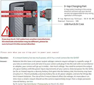 Camera battery 190Wh 13400mAh V installation/V lock battery compatible function tap charger