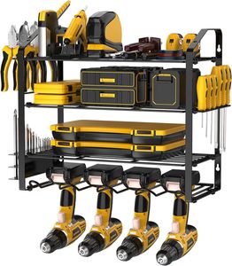 Aggiornamento per stoccaggio a parete in metallo resistente per Garage e stoccaggio in acciaio supporto per trapano a piastre e <span class=keywords><strong>Organizer</strong></span> porta attrezzi facile da montare - Product Image 1