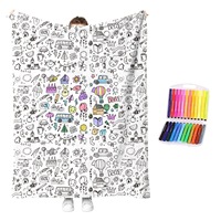 Couverture de graffiti DIY pour enfants, en polyester, avec marqueurs colorés, peinte à la main, réutilisable, lavable, personnalisation OEM/ODM disponible