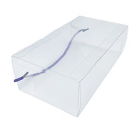Boîte à vin transparente en PVC recyclé avec poignée en corde, boîte à cadeaux en PET pliée, pour emballage de mariage transparent