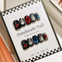 Faux ongles à presser Halloween rose amande, nouveau style français, motif fantôme, lune, étoile, dentelle, nœud, réutilisables, couverture complète pour femmes