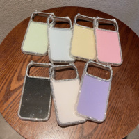 Coque de téléphone Bling Diamant Oreilles de Chat pour iPhone, Protection intégrale Scintillante, Oreilles de Chat Multicolores Mignonnes avec Grande Fenêtre