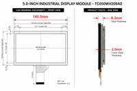 Medizinisches 5-Zoll-TFT-IPS-LCD-Display 800x480 800 Nits G+G Kapazitiver Touchscreen 3mm Abdeckglas AF-Beschichtung Eingebettetes HMI-Modul