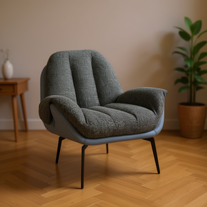 Sedia Casual Homeera in Pelle di Vitello 06 + Tessuto Verde Chiaro Milan355, Legno, Spugna, Ferro Spazzolato, Tessuto Scamosciato Intrecciato di Peso Medio - Product Image 2