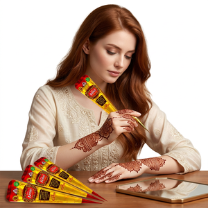 Kit d'accessoires de tatouage au cône de henné synthétique Parisa Azmiri pour application manuelle, facile à utiliser, emballage en boîte pour les États-Unis - Product Image 2