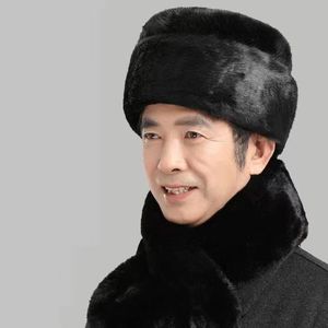 Men's Lei Feng Hat Winter Imitation Mink <b>Fur</b> Warm Windproof Classic Style Adult Hat For Elderly - Product Image 4