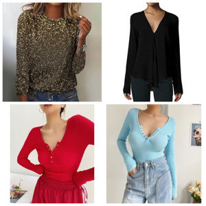 T-shirt à manches longues Slim Fit à col tempéré pour le nouveau style d'automne des femmes, avec une couche inférieure et un haut amincissant - Product Image 3