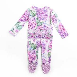 Pyjama Grenouillère et Barboteuse en Bambou pour Bébé, Design Personnalisé, Hydrangea Volanté, Vêtements pour Tout-Petit, Pyjamas en Bambou Boutique - Product Image 5