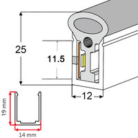 Diffuseur de bande LED en silicone flexible 12*25mm, canal LED extérieur, émission double face à 270 degrés