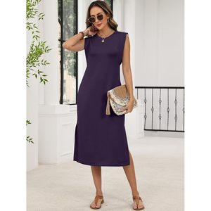 Vestido Midi Casual de Verano para Mujer, Sin Mangas, Cuello Redondo, Holgado, Antiarrugas, para Playa o Vacaciones - Product Image 6