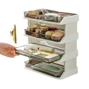 Boîte de rangement pour cosmétiques, organisateur de tiroirs en plastique multicouche pour le bureau, la salle de bain, le rangement du maquillage avec tiroirs - Product Image 1
