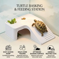 Abri/Caverne Spécial pour Tortues et Reptiles - Matériau PP Durable, Forme Rectangulaire, Abri pour Tortues, Bain de Soleil, Escalade, Fournitures pour Amphibiens