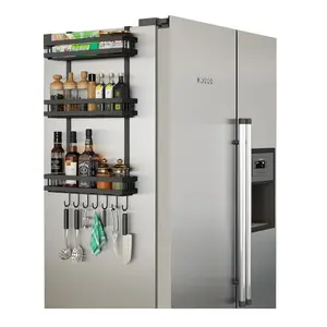 アマゾンホットスタイルキッチン多層冷蔵庫ハンギングラックプラスチックラップペーパータオル側壁は調味料棚を保持します