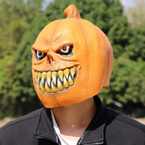 Masque de tête de citrouille en latex pour Halloween, accessoire de costume taille unique, décoration de fête cosplay - Product Image 3