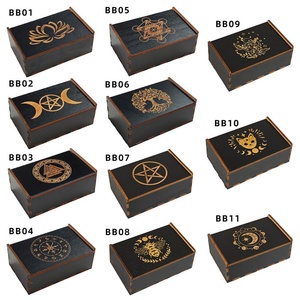 Dodici costellazione di loto inciso scatola di legno eco-compatibile intagliato a mano tarocchi imballaggio regalo con funzione Push-Pull - Product Image 5