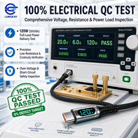 Fabricant OEM/ODM, câble USB 2.0 Type C PD120W avec écran numérique, logo personnalisé pour une charge rapide des téléphones mobiles