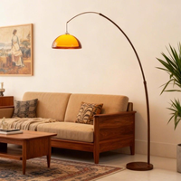 Lampe sur pied moderne avec abat-jour en dôme ambré, lampe sur pied suspendue pour salon, canapé, lecture, décoration intérieure