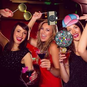 70s Photo Booth Props 1970s Disco Throwback Theme Decoraciones con palos de madera para Hippie Disco <span class=keywords><strong>Fever</strong></span> Woodstock Party - Product Image 3