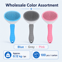 Brosse autonettoyante en plastique pour animaux de compagnie, rétractable en un clic, à picots en acier, avec poignée antidérapante, pour démêlage et toilettage des chats et chiens