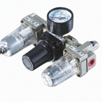 Combinaison FRL pneumatique à deux et trois unités, série AC, filtre-régulateur-lubrificateur, bol transparent, purge automatique, alliage d'aluminium