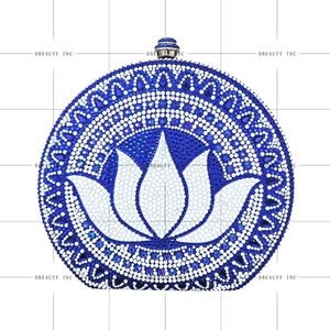 Women's Classic Fashion Crystal Rhinestone Evening <b>Clutch</b> Bag with Floral Pattern and Chain Strap for Party - Product Image 5