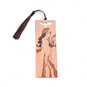 Factory Delicate Rectangle <b>Pink</b> Cartoon Characters Soft Enamel Metal Bookmarks with Tassels - Product Image 1