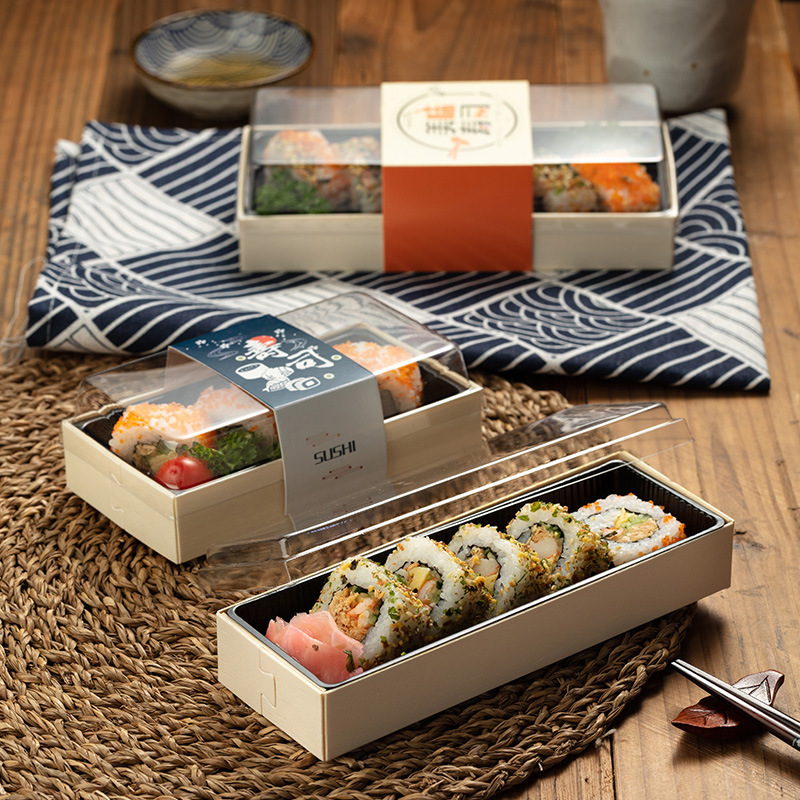 Wooden packaging sushi box disposable sushi packaging takeaway food lunch box