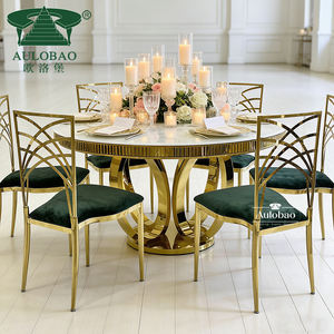 Mesas de boda elegantes, redondas, de acero inoxidable con tapa de vidrio, a precio económico. - Product Image 6