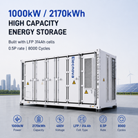 Batterie conteneurisée tout-en-un de 2170 kWh avec refroidissement liquide LiFePO4 pour stockage d'énergie commercial sur réseau