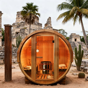 Sauna a Botte in Legno di Cedro Elettrica per Esterni, Kit per Bagno Turco a Legna per 2-4 Persone, Vendita all'Ingrosso - Product Image 3