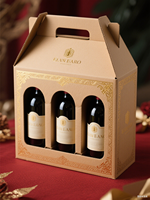 Boîte d'expédition en carton ondulé de luxe personnalisée pour bouteille de vin, avec doublure en mousse et gaufrage, boîte rigide à poignée