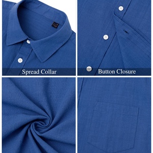 Chemises légères boutonnées pour hommes en coton et lin à manches courtes, décontractées, pour la plage et les vacances, vente en gros - Product Image 5