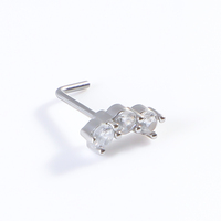 CZ Zircon Gold Plated Nose Stud L-rod Water Drop Leaf Nose Ring Stainless Steel Piercing Jewelry Fashion Party Wedding Gift Body