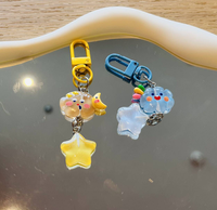 Porte-clés personnalisable en forme de nuage mignon, pendentif nuage pentagramme kawaii pour fille, porte-clés en acrylique