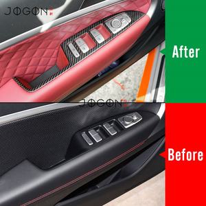 Cubierta del Panel de Interruptores de Ventanas y Puertas para Hyundai Genesis G70 IK 2017-2025, Fibra de Carbono Real, Moldura del Panel de Botones de Elevación de Ventanas y Puertas, 4 Piezas - Product Image 3