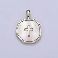 Pendentif croix en laiton en gros avec incrustation de nacre naturelle et de coquille d'ormeau, pendentif de bijoux personnalisé