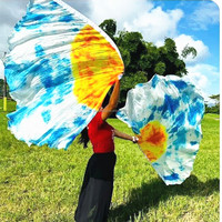 Éventails en soie pour danse du ventre, drapeau semi-circulaire, voile long, éventails en bambou pliables, accessoires de danse pour événements et célébrations