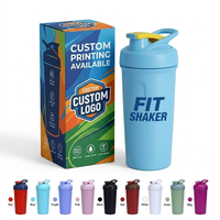 Shaker isotherme personnalisé en acier inoxydable 304 de 24 oz, anti-fuite, avec poignée et boule de shaker hélicoïdale intégrée, idéal pour la gym et le sport