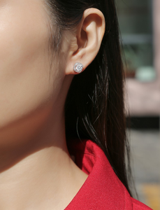 Pendientes de Moissanita de Corte Redondo de 5 mm, Siliconita, Certificado GRA, Plateados en Platino, Plata de Ley, Producto de Alta Calidad - Product Image 2