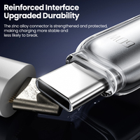 Câble USB 2.0 Type-C vers Type-C Toocki Quick Charge 60W avec interface renforcée en alliage de zinc transparent et sangle magique pour usage quotidien