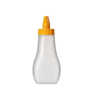 PP clear 350ml 11oz plastic condiment squeeze bottle for bbq chili sauce mayonnaise honey with tip nozzle