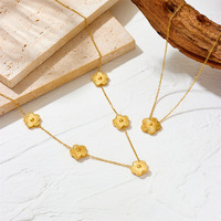 MIRADIA-Conjunto de joyas de flores de acero de titanio para mujer, collar de acero inoxidable que no se deslustra