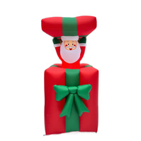 Père Noël gonflable avec logo, boîte cadeau lumineuse à LED, décoration et ornement de jardin pour les fêtes