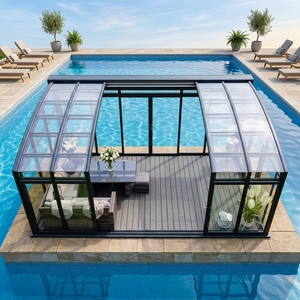 <span class=keywords><strong>Kit</strong></span> de véranda rétractable en aluminium 4 saisons, enclos de piscine coulissant en verre <span class=keywords><strong>sur</strong></span> <span class=keywords><strong>mesure</strong></span>, solarium de patio, maison en verre pour piscine - Product Image 1