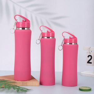 Bouteille d'eau isotherme en acier inoxydable pour pique-nique en extérieur, 600 ml, 750 ml, bouteille de sport à double paroi sous vide avec couvercle à paille, pot à boisson portable - Product Image 4
