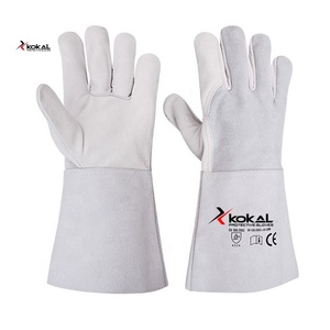 Gants de soudage en peau de chèvre KOKAL SAFETY, manchette en toile rouge, doublure en Kevlar, pouce en forme d'aile |   Gants de sécurité TIG résistants à la chaleur pour la soudure - Product Image 3